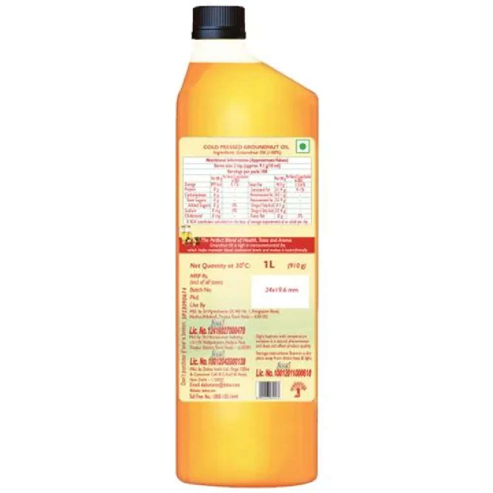 Dabur Cold Pressed Groundnut Cooking Oil, 1 L Bottle-2.webp